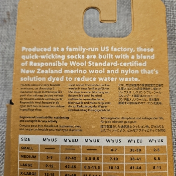 PATAGONIA  Wool Hiking Crew Socks Black Blue lightweight Size XL USA Wrong Pack - Picture 2 of 2